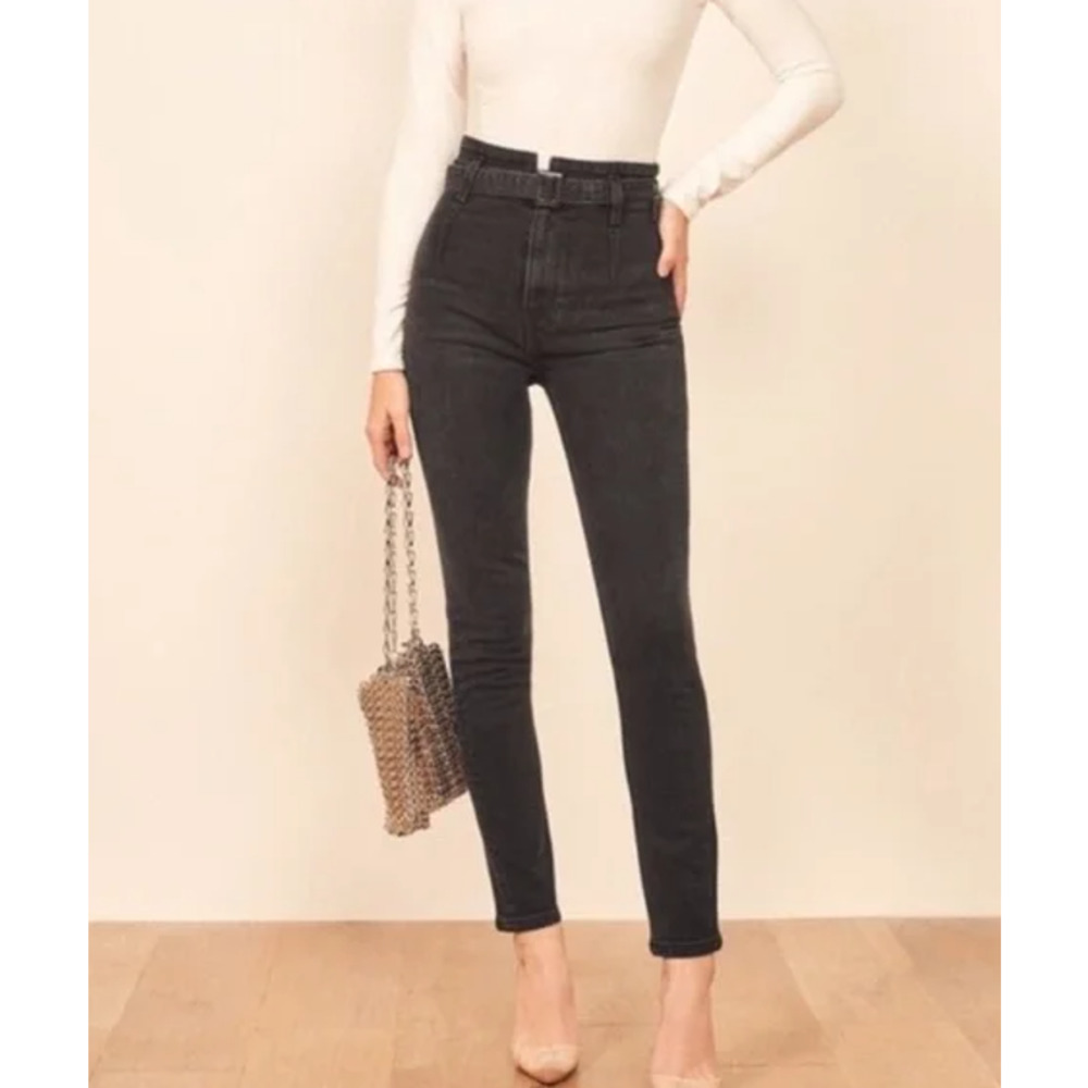 Nwt Reformation Kayo High Rise Skinny Jean Black Erie Wash Charcoal Women's 31